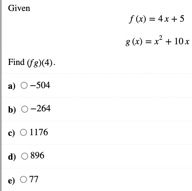 Solved Given The Following Functions Find G F 7 1 F X Chegg Com