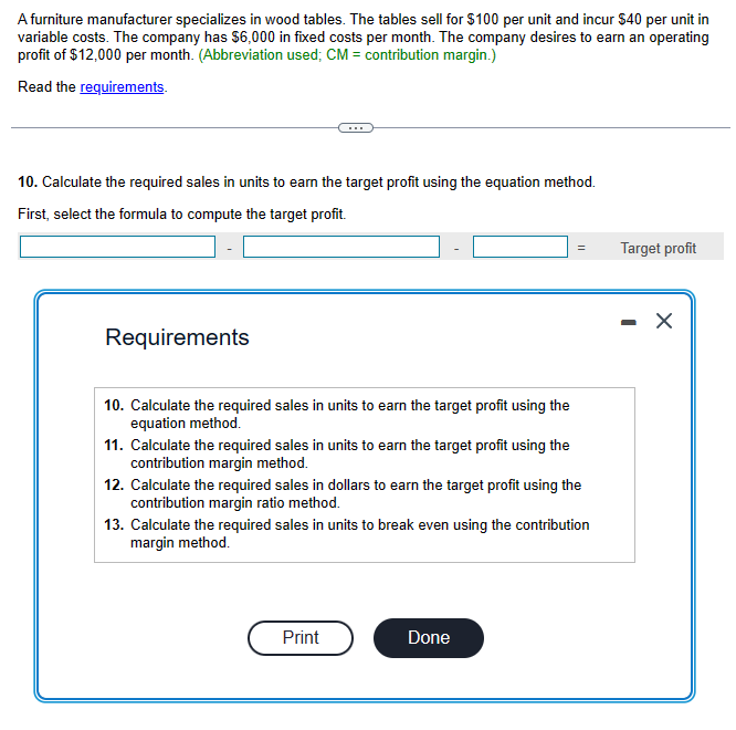 Solved A furniture manufacturer specializes in wood tables.