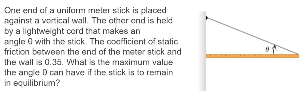 Solved One end of a uniform meter stick is placed against a | Chegg.com