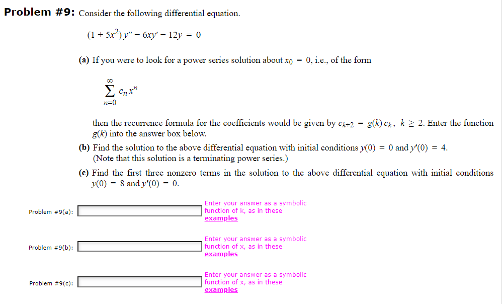 Solved Problem \#9: Consider the following differential | Chegg.com