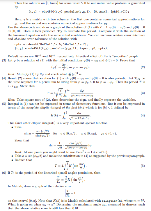 Solved Problem 3. Simple (mathematical) Pendulum Consists Of | Chegg.com