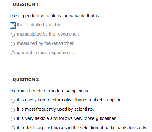 Solved QUESTION 1 The dependent variable is the variable | Chegg.com