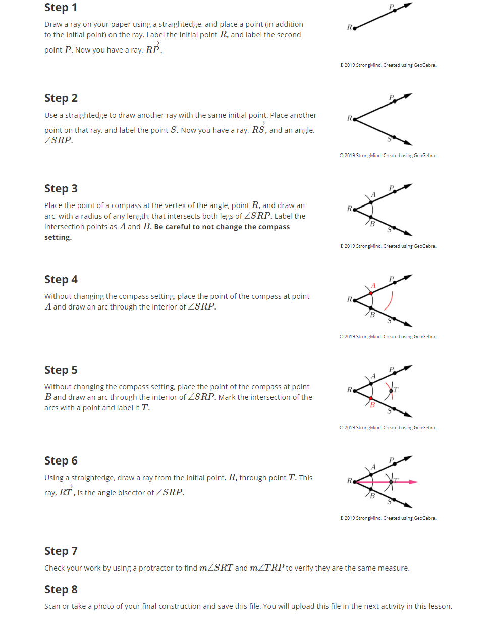 Solved Step 1 Draw a ray on your paper using a straightedge