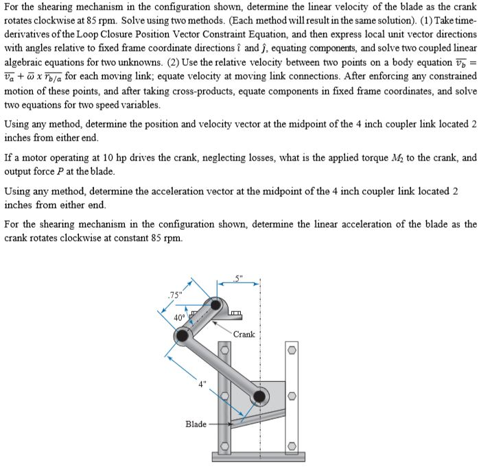 Solved For the shearing mechanism in the configuration | Chegg.com