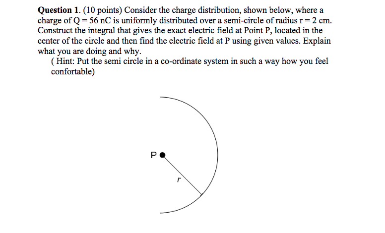 Solved Question 1. (10 points) Consider the charge | Chegg.com
