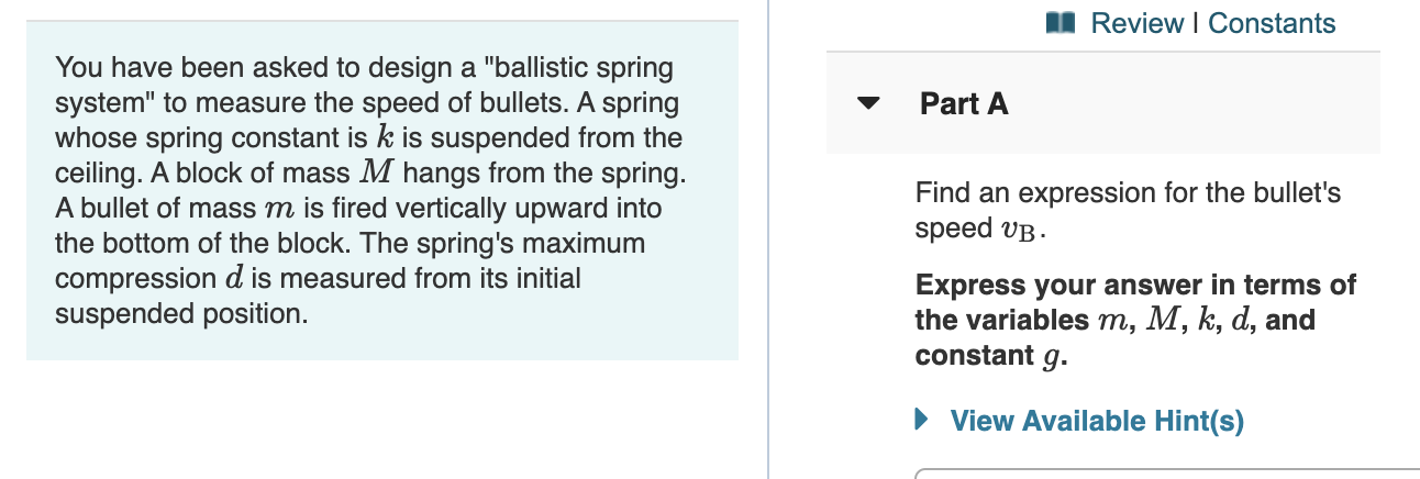 Solved | Review | Constants Part A You have been asked to | Chegg.com