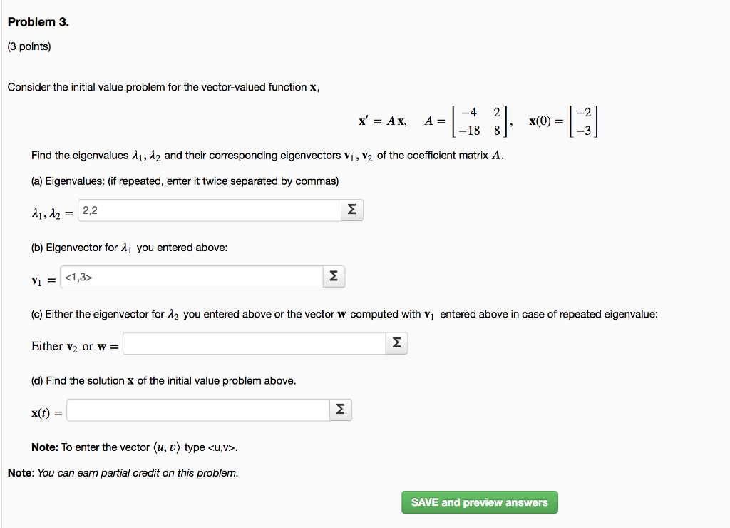 Solved Problem 3. (3 points) Consider the initial value | Chegg.com