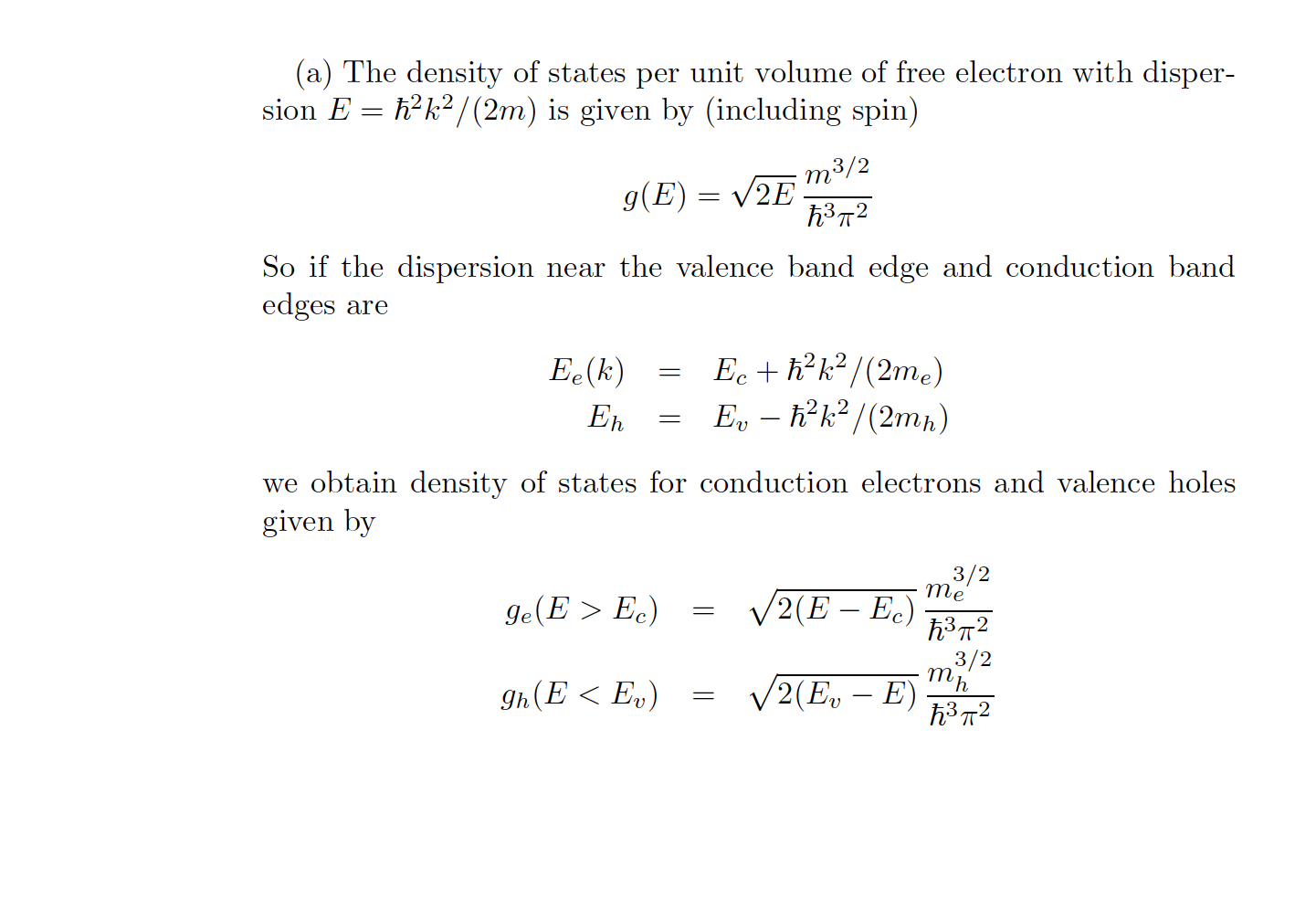 Hello, This is for a solid state physics class. The | Chegg.com