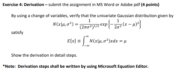 Solved Exercise 4: Derivation - submit the assignment in MS | Chegg.com