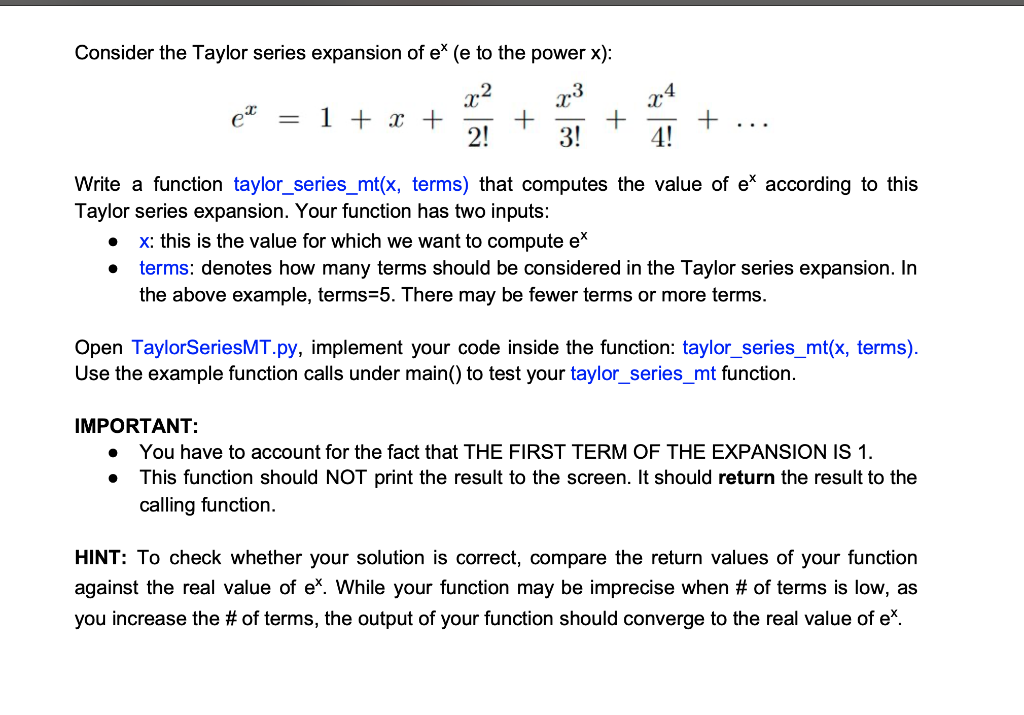 taylor series expansion of e to the power x