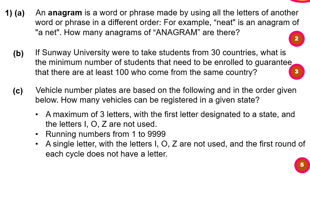 Solved 1) (a) An anagram is a word or phrase made by using | Chegg.com