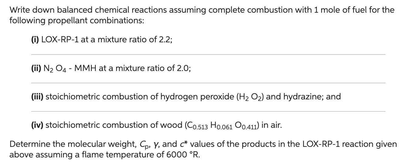 Solved Write down balanced chemical reactions assuming