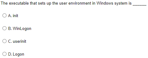 Solved The executable that sets up the user environment in | Chegg.com
