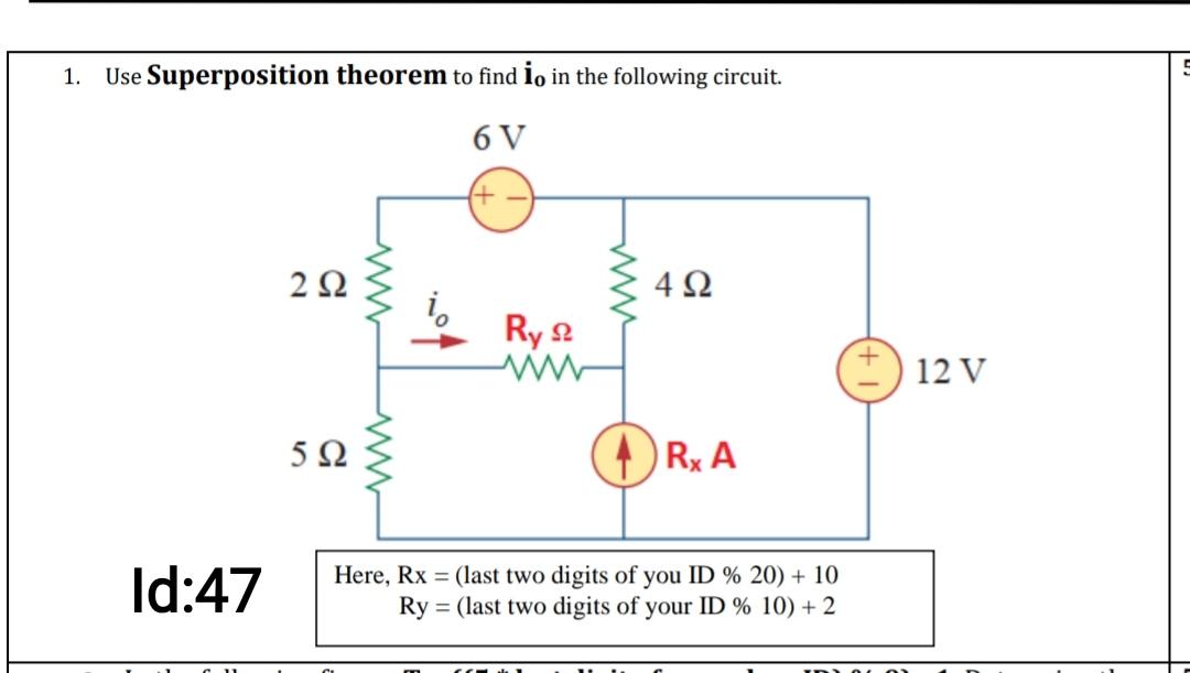 Solved 1. Use Superposition theorem to find io in the | Chegg.com