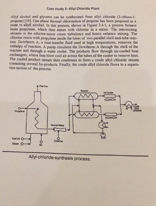 Case study 3 Allyl Chloride Plant Allyl alcohol and