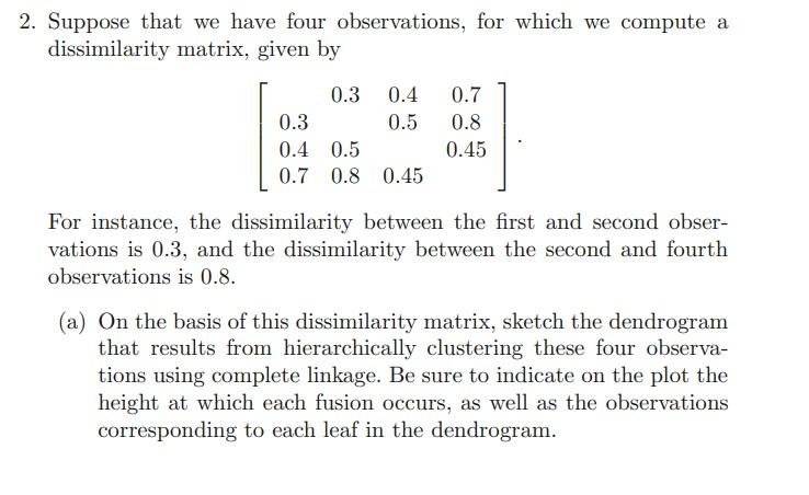 Solved 2. Suppose that we have four observations, for which | Chegg.com