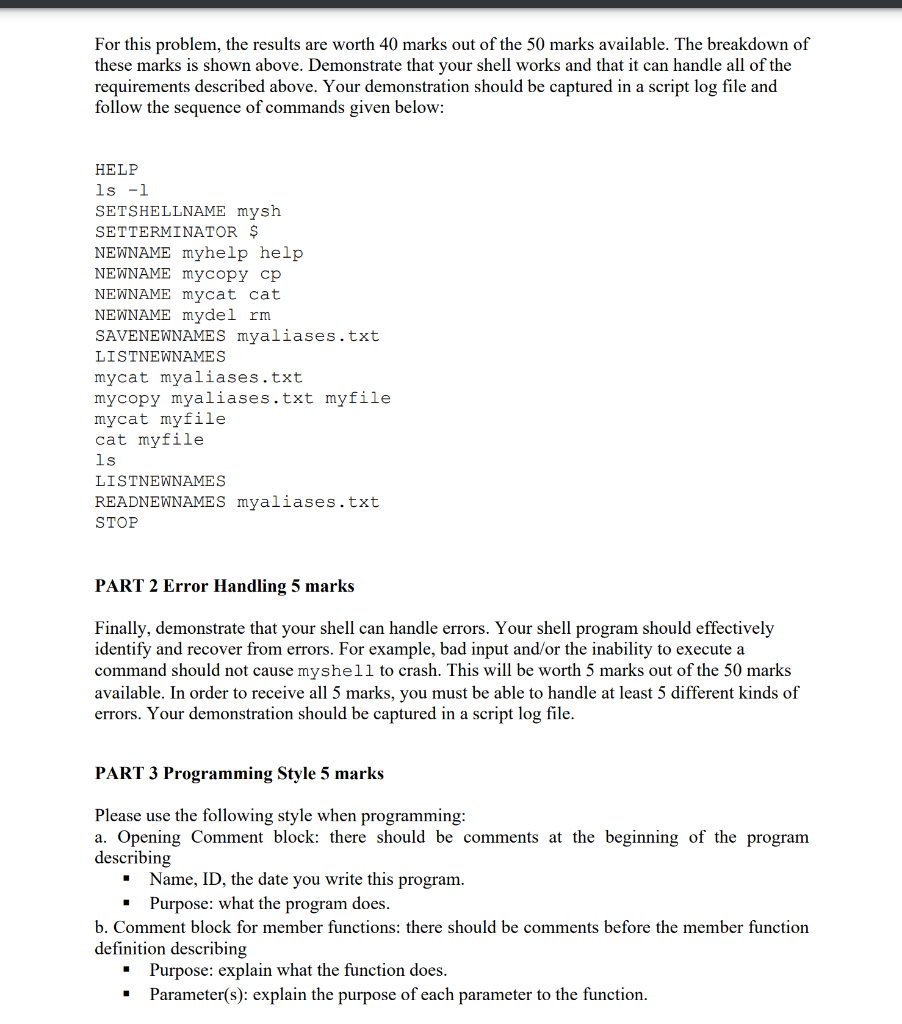 CSE 4600 Toy Shell C coding Using the coding in | Chegg.com