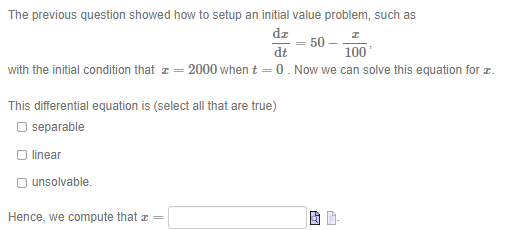 Solved The Previous Question Showed How To Setup An Initial Chegg