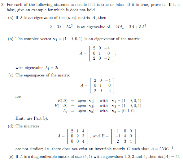 Solved 3. For each of the following statements decide if it | Chegg.com