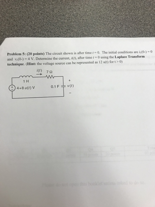 Solved Problem 5: (20 Points) The Circuit Shown Is After | Chegg.com