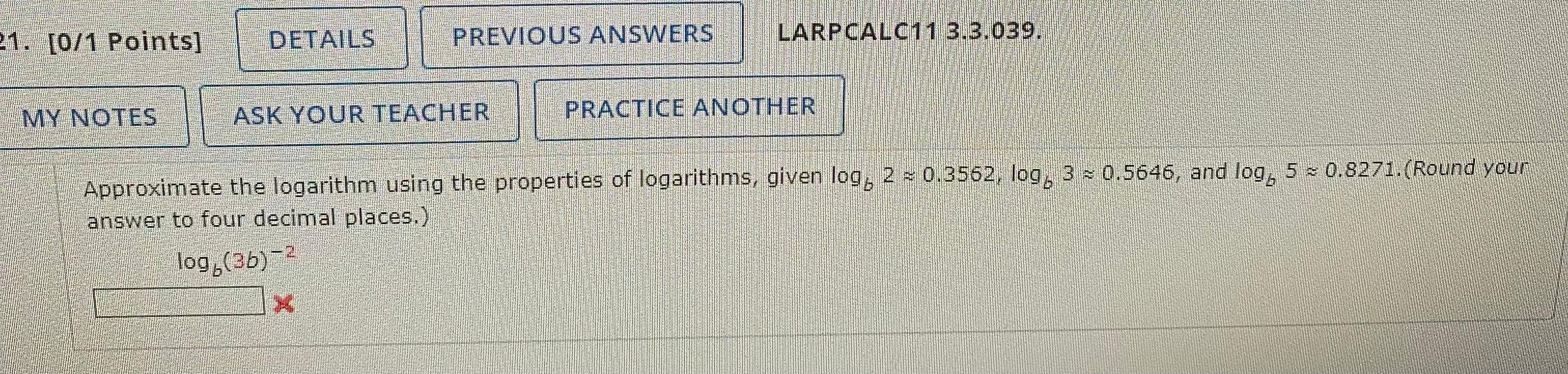 Solved PREVIOUS ANSWERS 21. [0/1 Points] DETAILS LARPCALC11 | Chegg.com