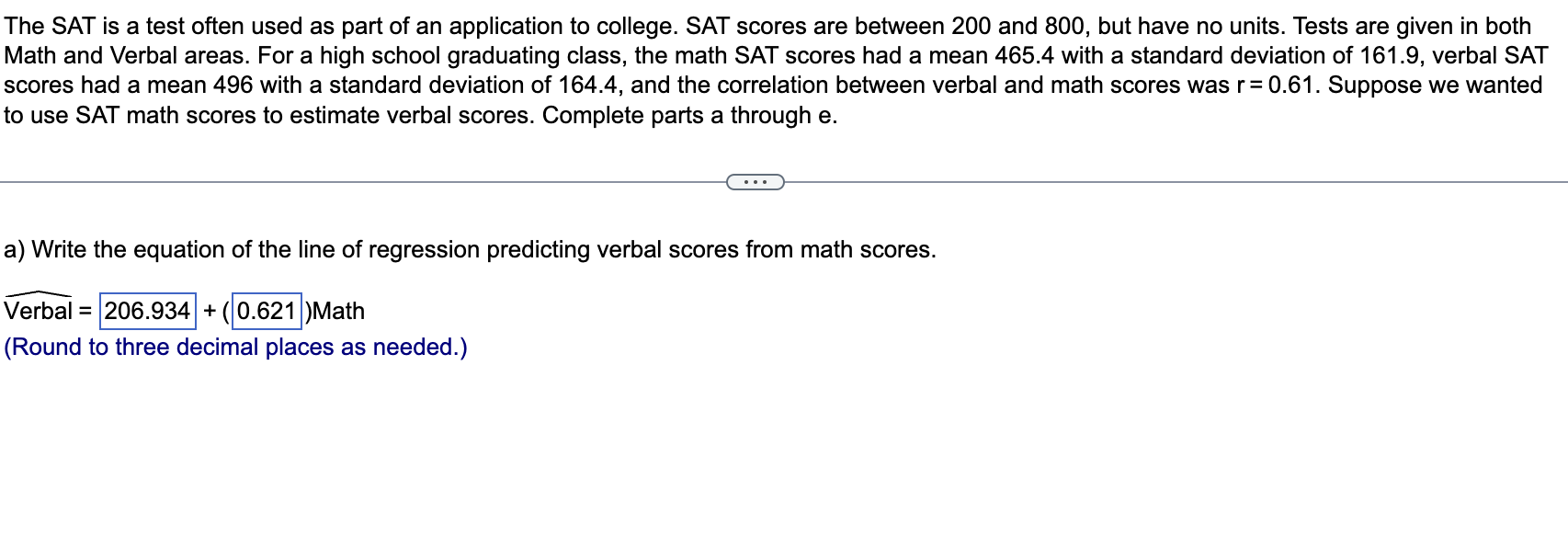 Solved The SAT is a test often used as part of an | Chegg.com