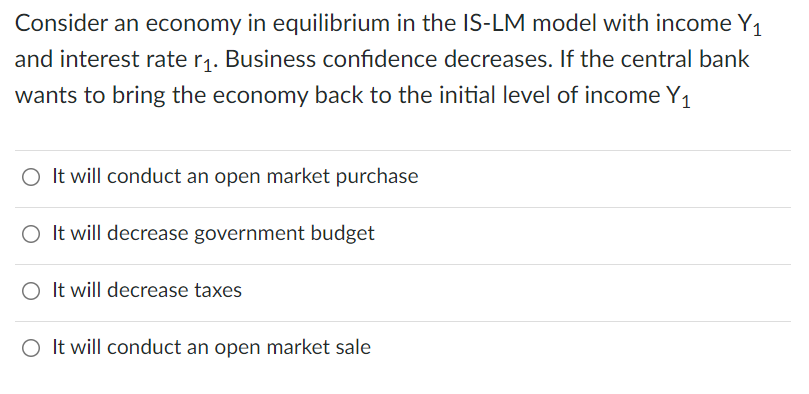 Solved Consider an economy in equilibrium in the IS-LM model | Chegg.com