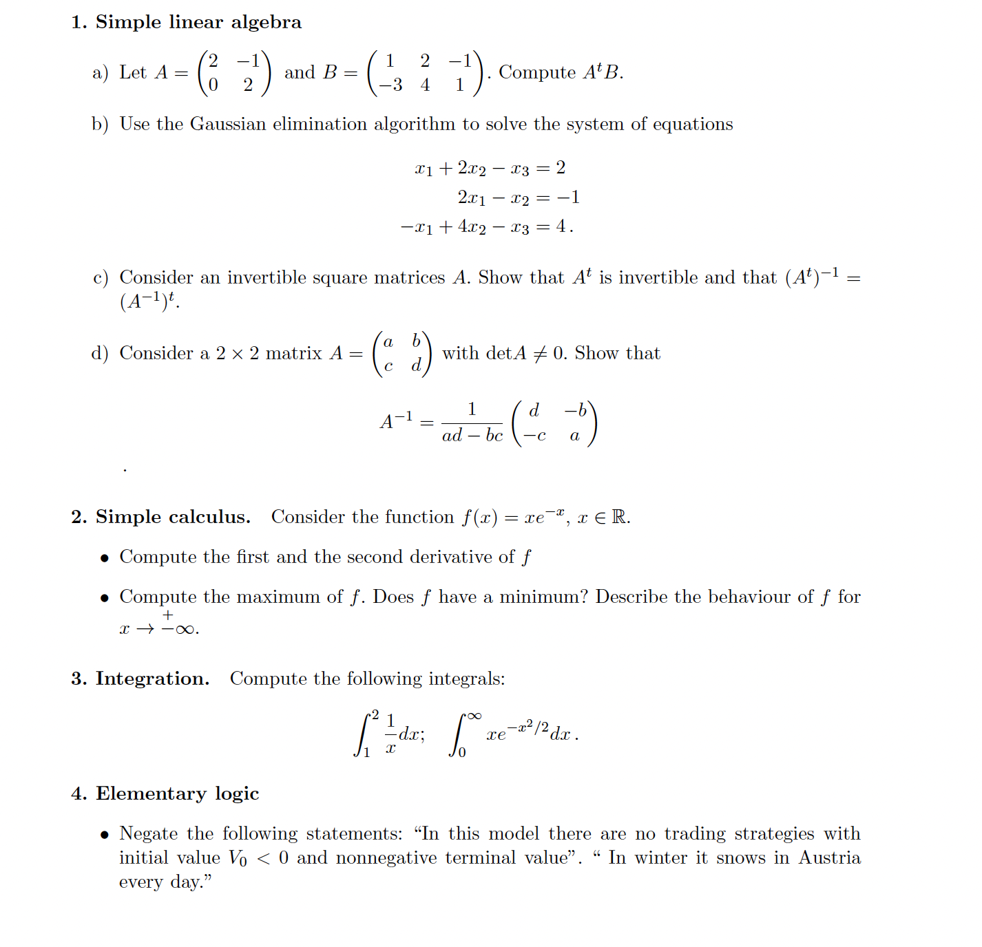 Solved Simple linear algebraa) ﻿Let A=([2,1],[0,2]) ﻿and