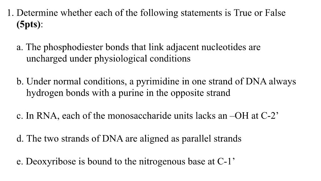 Solved 1. Determine whether each of the following statements | Chegg.com