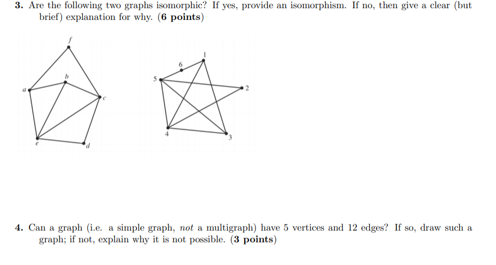 Solved 3. Are the following two graphs isomorphic? If yes, | Chegg.com