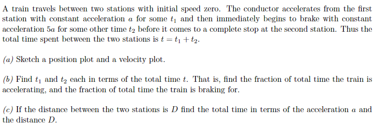 Solved A Train Travels Between Two Stations With Initial | Chegg.com