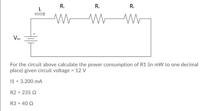 Solved R. RR MMM For the circuit above calculate the power | Chegg.com