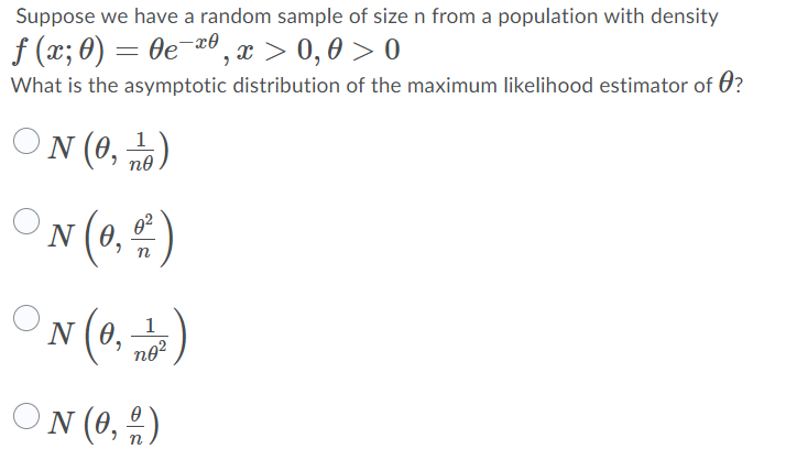 Solved Suppose we have a random sample of size n from a | Chegg.com