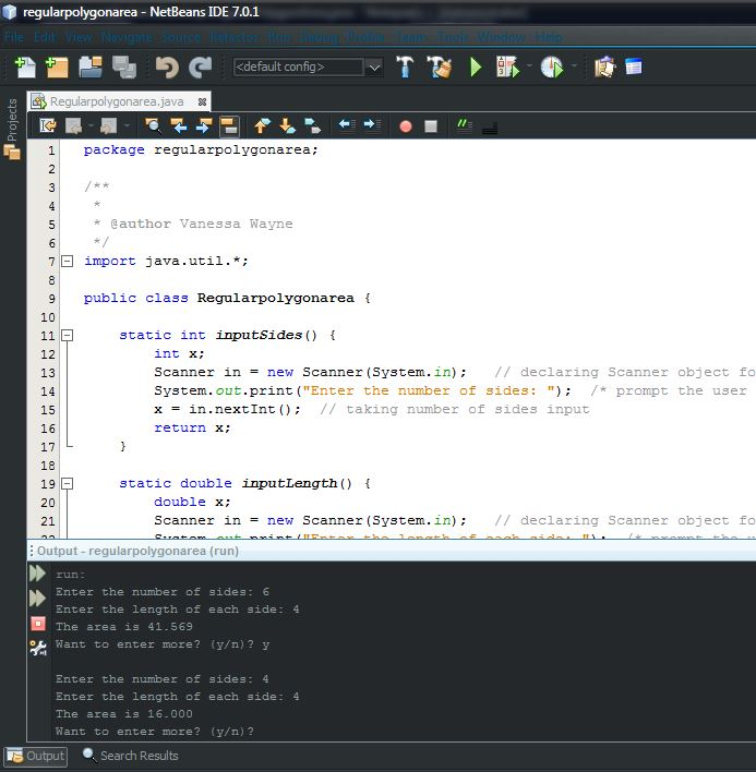 Regular Polygon Java Program (Solved) - *4.5 ( Geometry: area of a regular polygon ) A regular ...