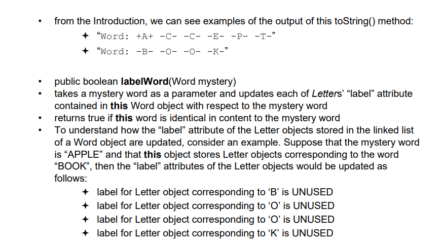 Solved Word.java This class represents a word in the game | Chegg.com