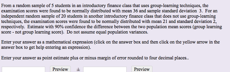 Solved From a random sample of 5 students in an introductory | Chegg.com