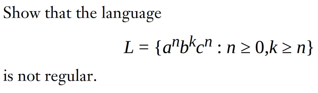 Solved Show that the language is not regular. | Chegg.com