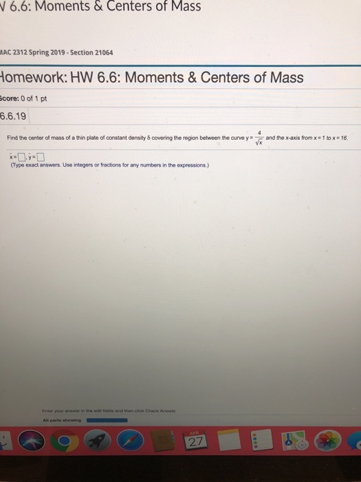 Solved N 6.6: Moments & Centers of Mass AC 2312 Spring | Chegg.com