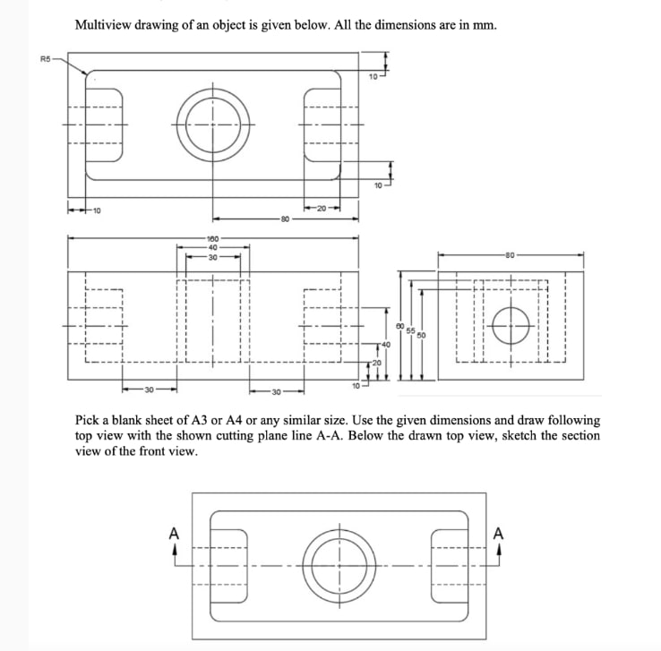 Solved Multiview drawing of an object is given below. All | Chegg.com