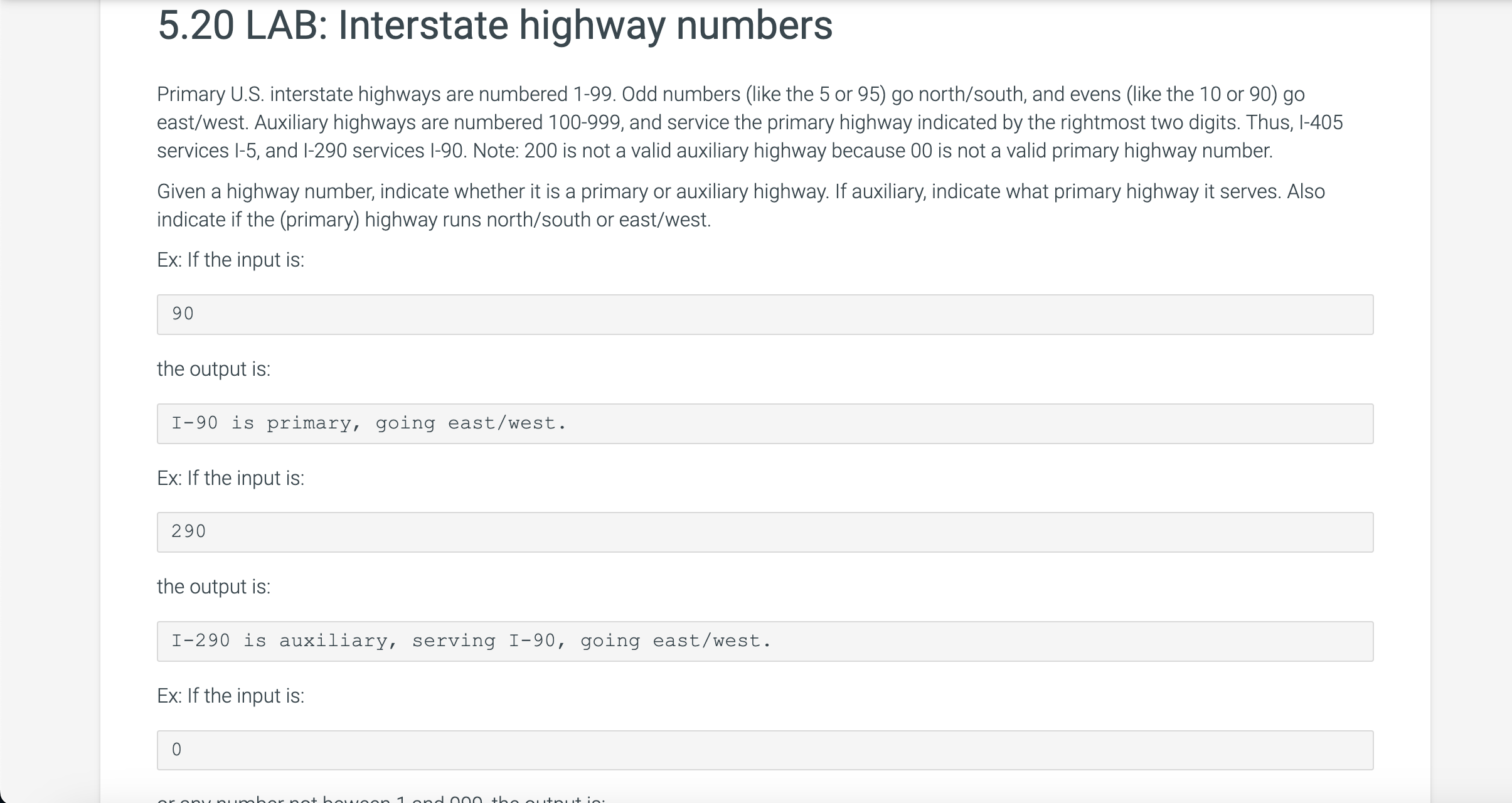 Solved 5 20 LAB Interstate Highway Numbers Primary U S Chegg Com   Php4BoJHR