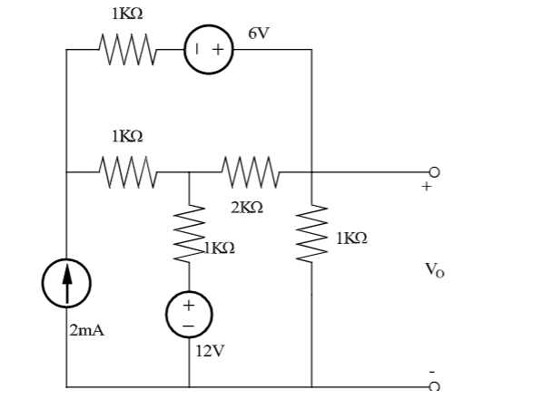 Solved ΙΚΩ 1ΚΩ H www L to 2K Ž IK o 2mA 2V bi | Chegg.com