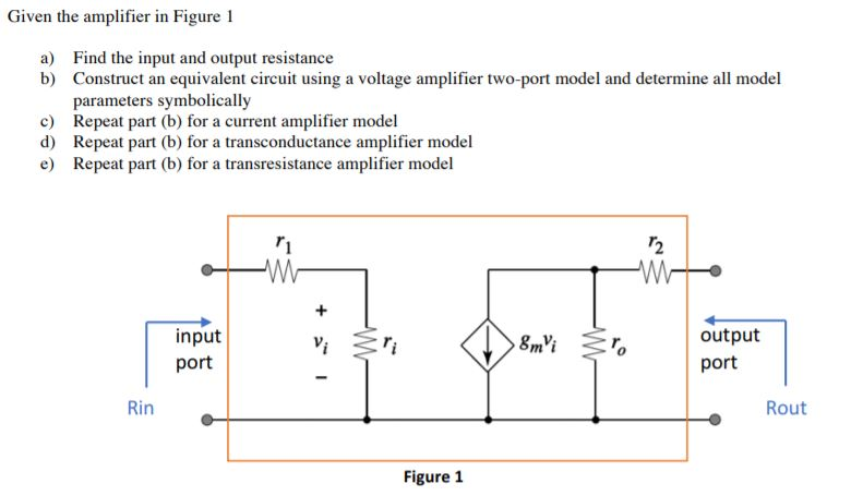 Solved Given the amplifier in Figure 1 Find the input and | Chegg.com
