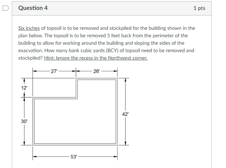 Solved Question 4 1 pts Six inches of topsoil is to be | Chegg.com