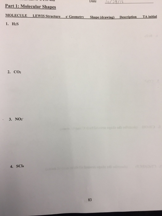 Solved Date Part 1: Molecular Shapes 10 ECULE LEWIS tructure | Chegg.com