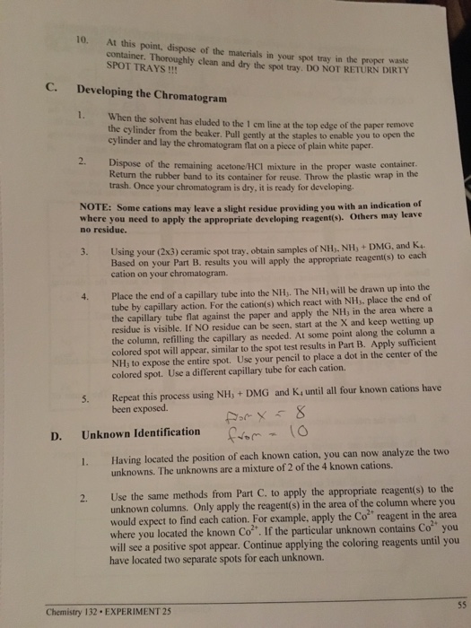 Solved PAPER CHROMATOGRAPHY EXPERIMENT EQUIPMENT AND