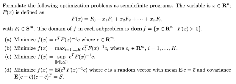 Solved Formulate the following optimization problems as | Chegg.com