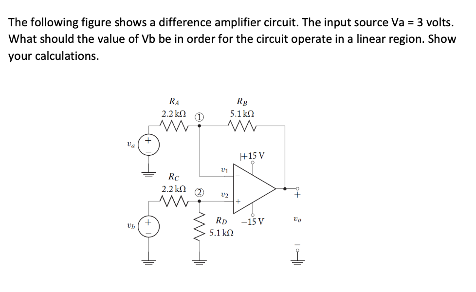 Solved The Following Figure Shows A Difference Amplifier | Chegg.com