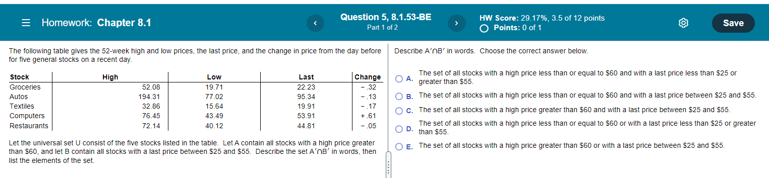 Solved = Homework: Chapter 8.1 Question 5, 8.1.53-BE Part 1 | Chegg.com