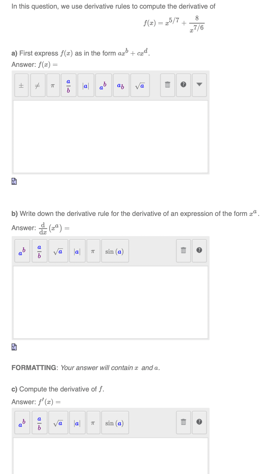 Solved please solve A,B and C in correct format as the | Chegg.com
