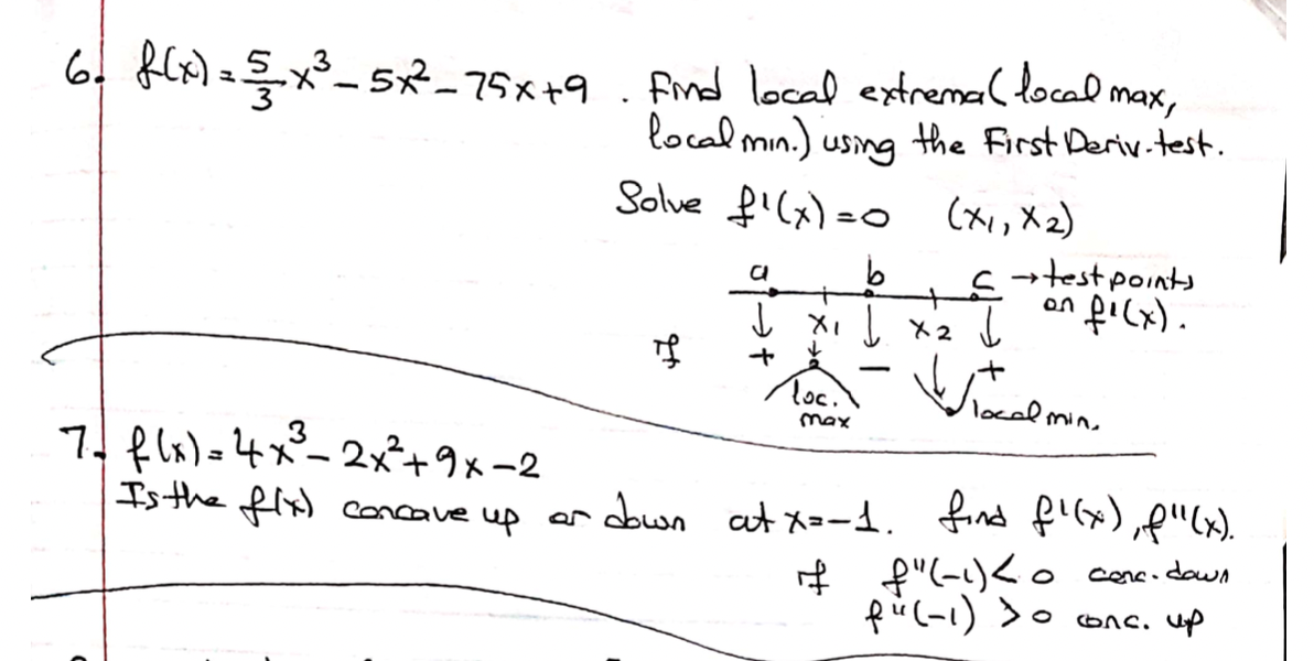 Solved =C a b 6. f(x) = 5 3 x 3 _ 5x²_75x+9 find local | Chegg.com